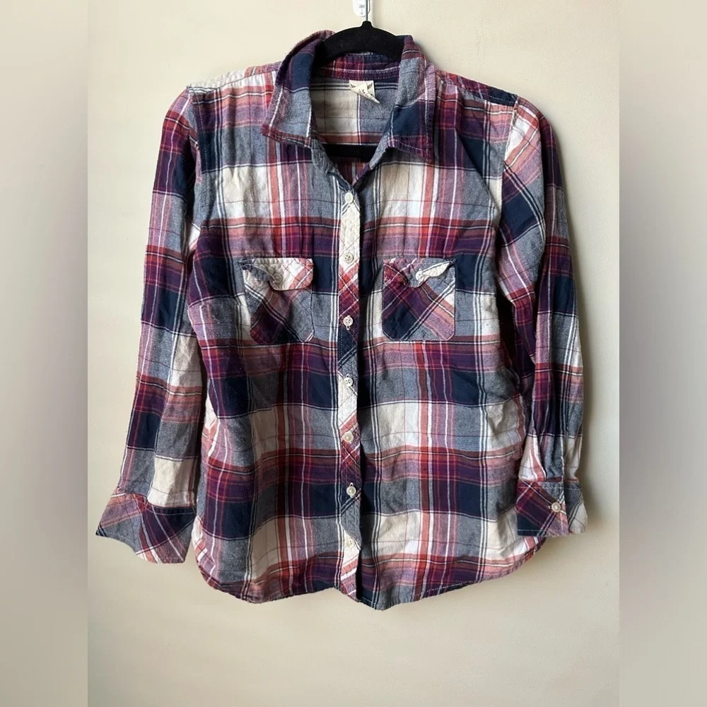 Faded Glory Women’s Plaid Flannel Shirt Size M (8-10) - Picture 1 of 5